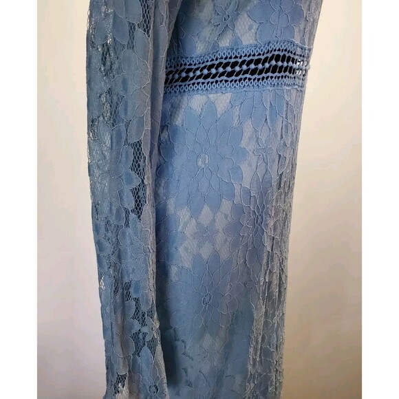 Pretty LittleThing Womens Floral Blue Lace 8 Dress Dusty Blue Transparent NWOT - Picture 16 of 16